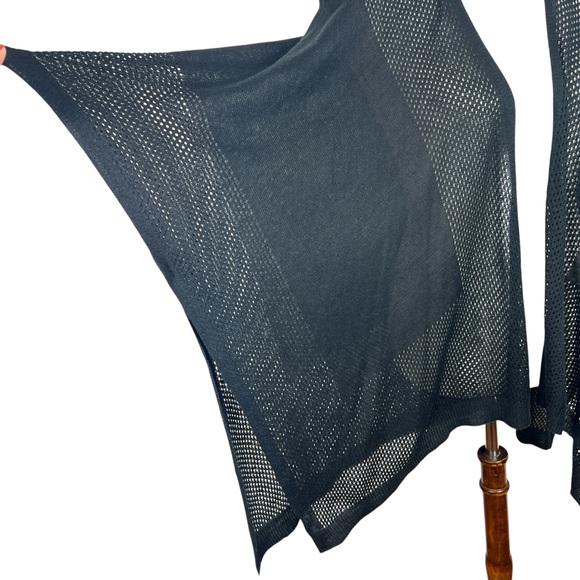 Vince Camuto Black Open-Front Knit Shawl Cardigan Wrap Duster One Size - Picture 5 of 7